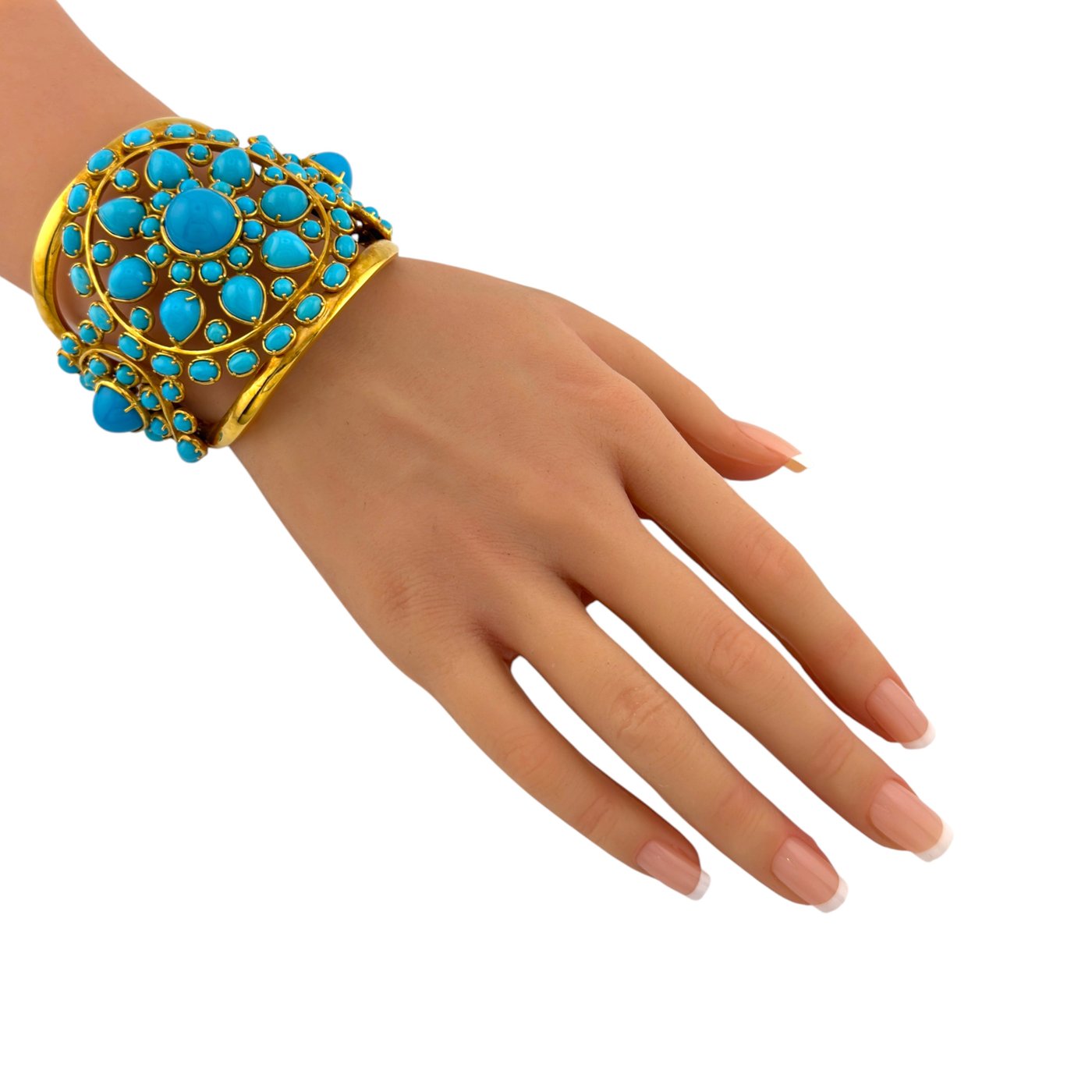 18K Yellow Gold Vintage Turquoise Bracelet