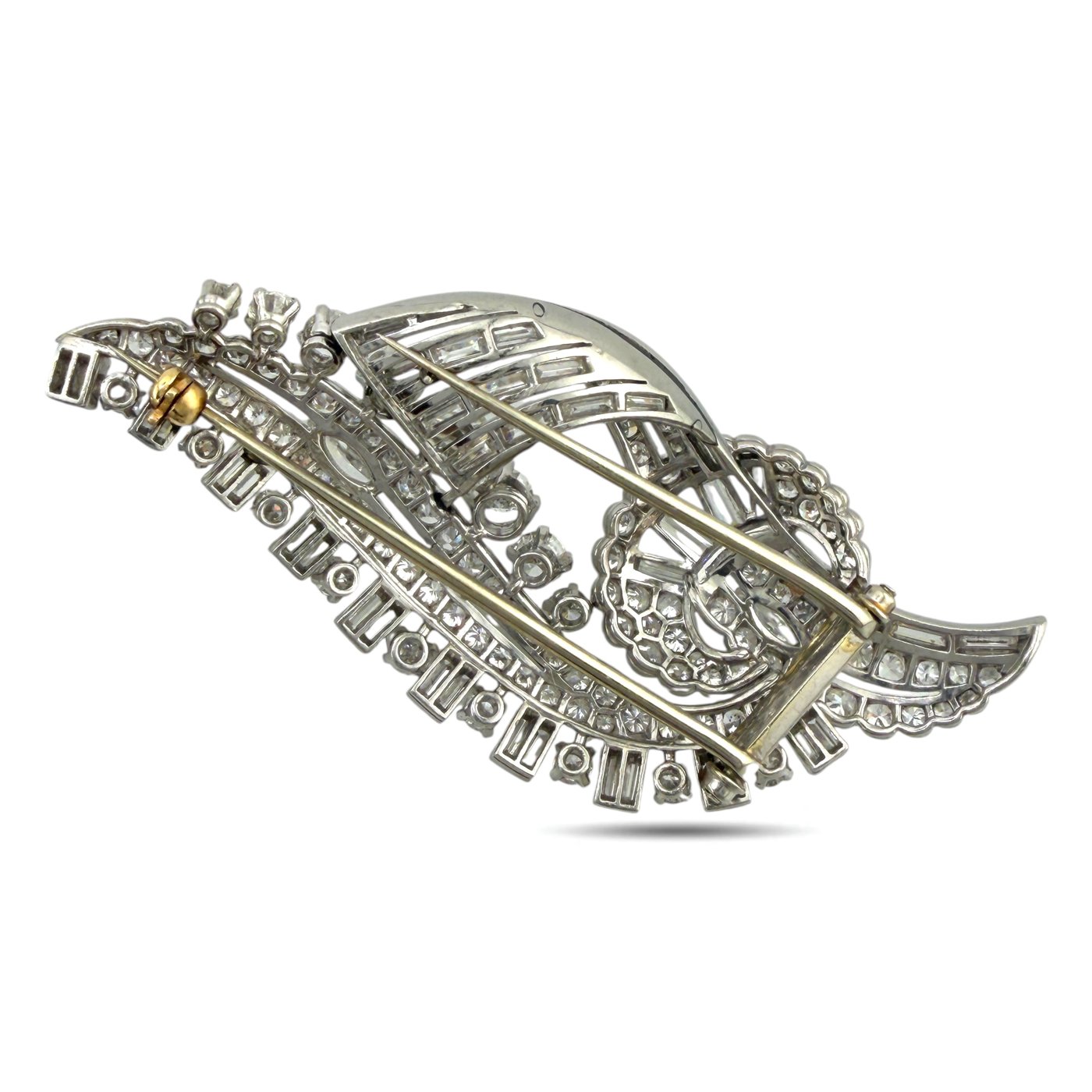 Large Vintage Platinum 10.00ct Diamond Brooch