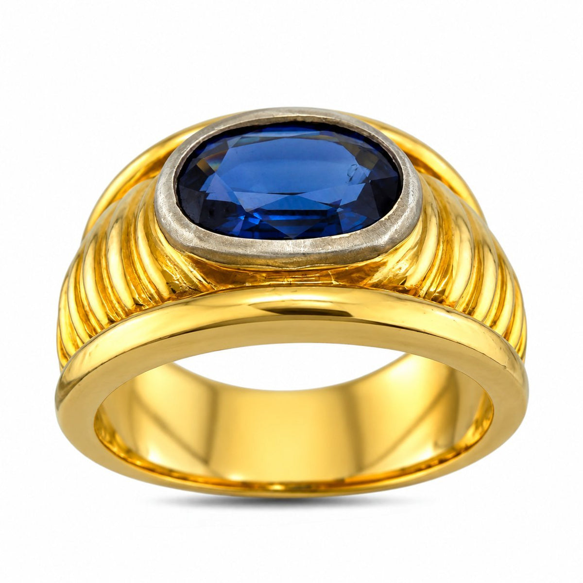 14K Yellow Gold Vintage Oval 1.20ct Sapphire Ring