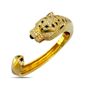 Cartier Panthere de Cartier 4.33ct Diamond Emerald & Onyx 18K Yellow Gold Bangle