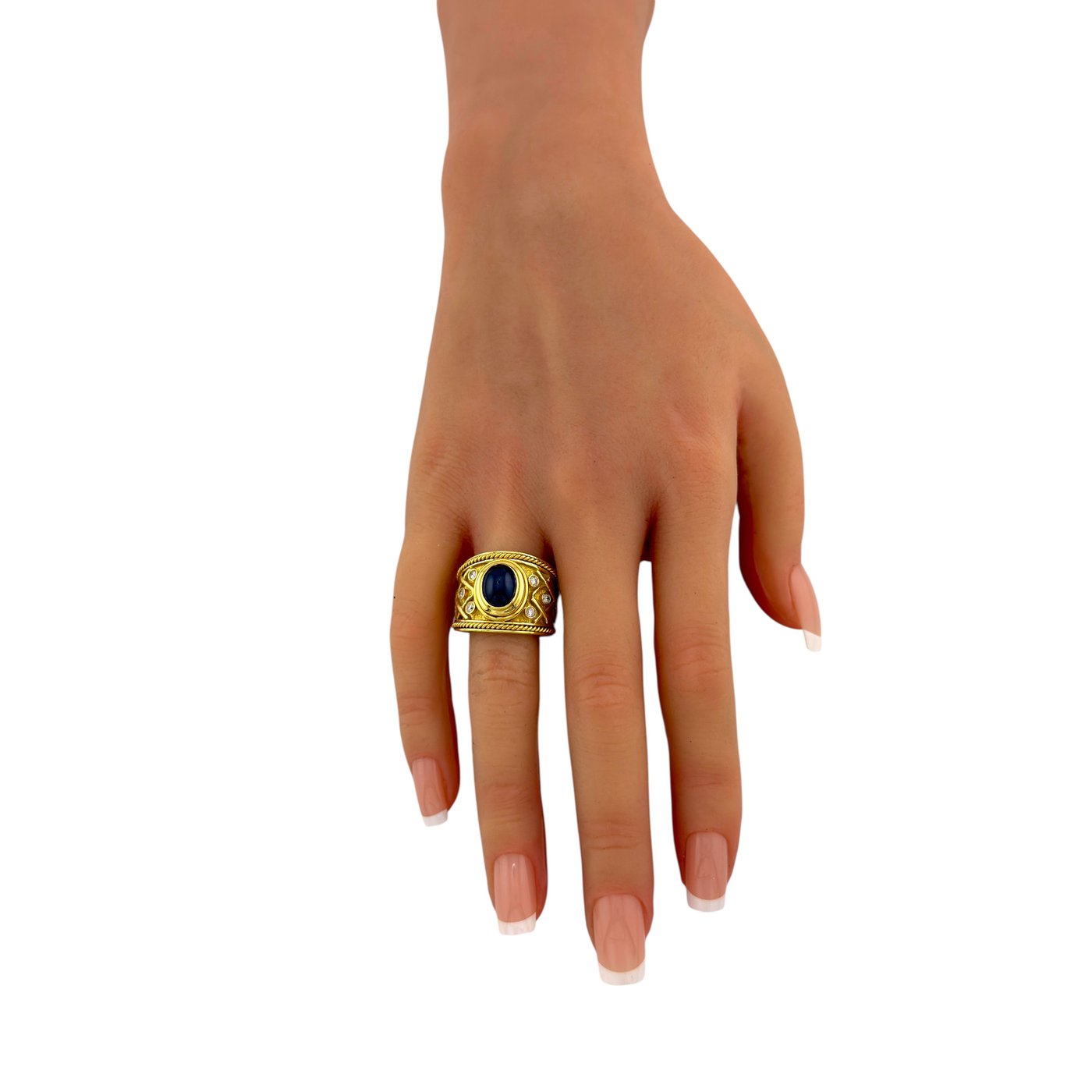 18K Yellow Gold Sapphire Diamond Ring and Earrings Set
