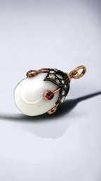 Pendant K. Faberge Imperial Russian 56k (14k) Gold & Diamond Egg Pendant Circa 1890