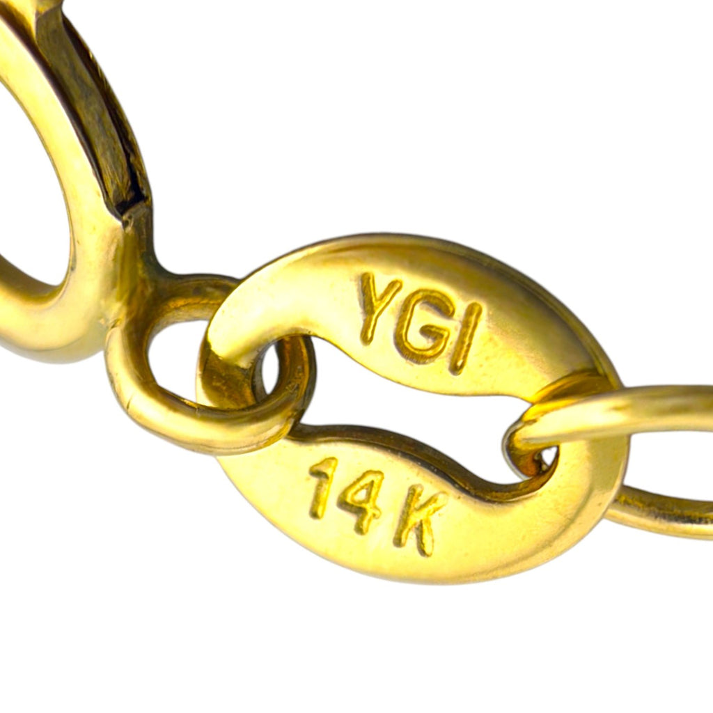 Italian 18K Yellow Gold Garnet Cross Pendant with 14K Yellow Gold Necklace, Yellow gold