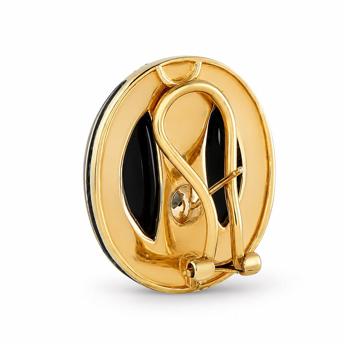 18K Yellow Gold 1.0ct Diamond and Onyx Earrings