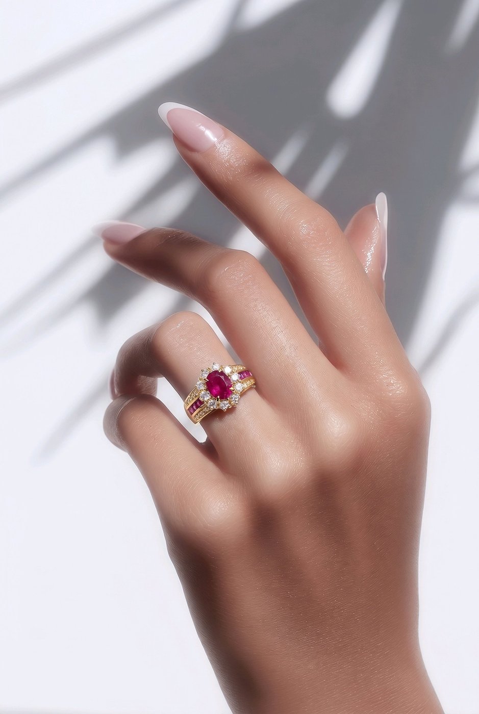 18K Yellow Gold and 1.08ct Diamond and 2.0ct  Ruby Ring