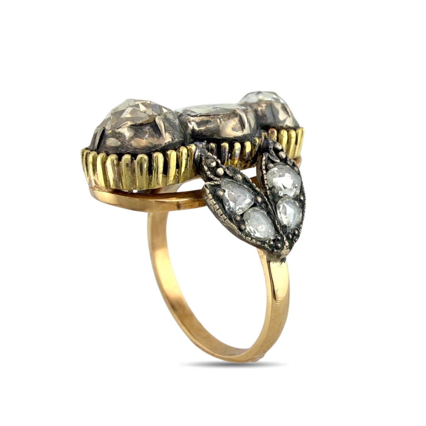 K. Faberge Imperial Russian 14K (56K) 14K Yellow Gold Old Cut 4.20ct Diamond Ring