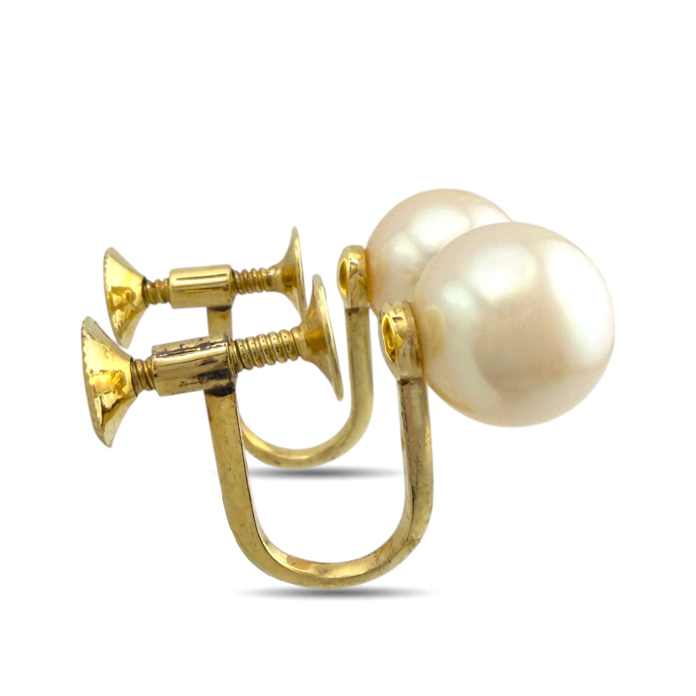 Mikimoto 18K Yellow Gold Conch Pearl Earrings