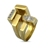 18K Yellow Gold 0.5ct Diamond Pillar Cocktail Ring