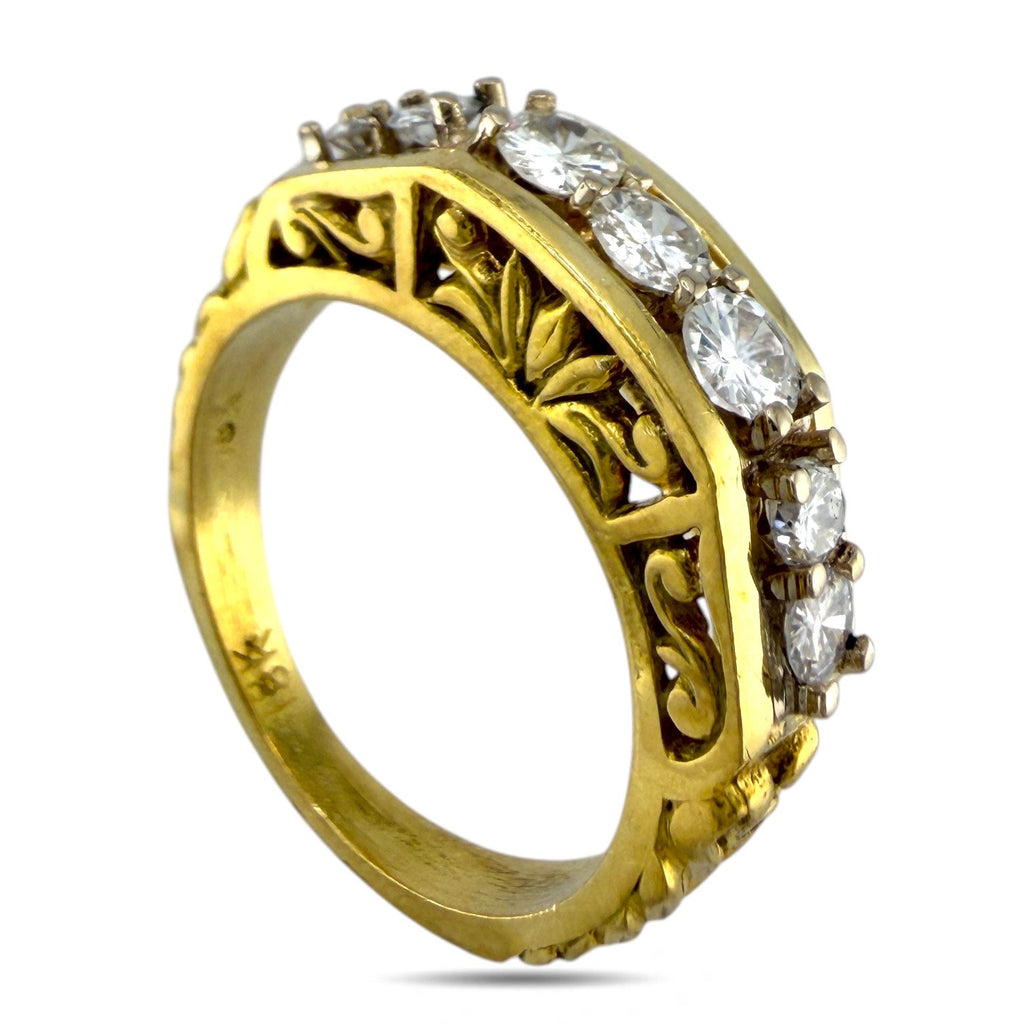 Sculpted 18K Yellow Gold and 0.75ct Diamond Ring