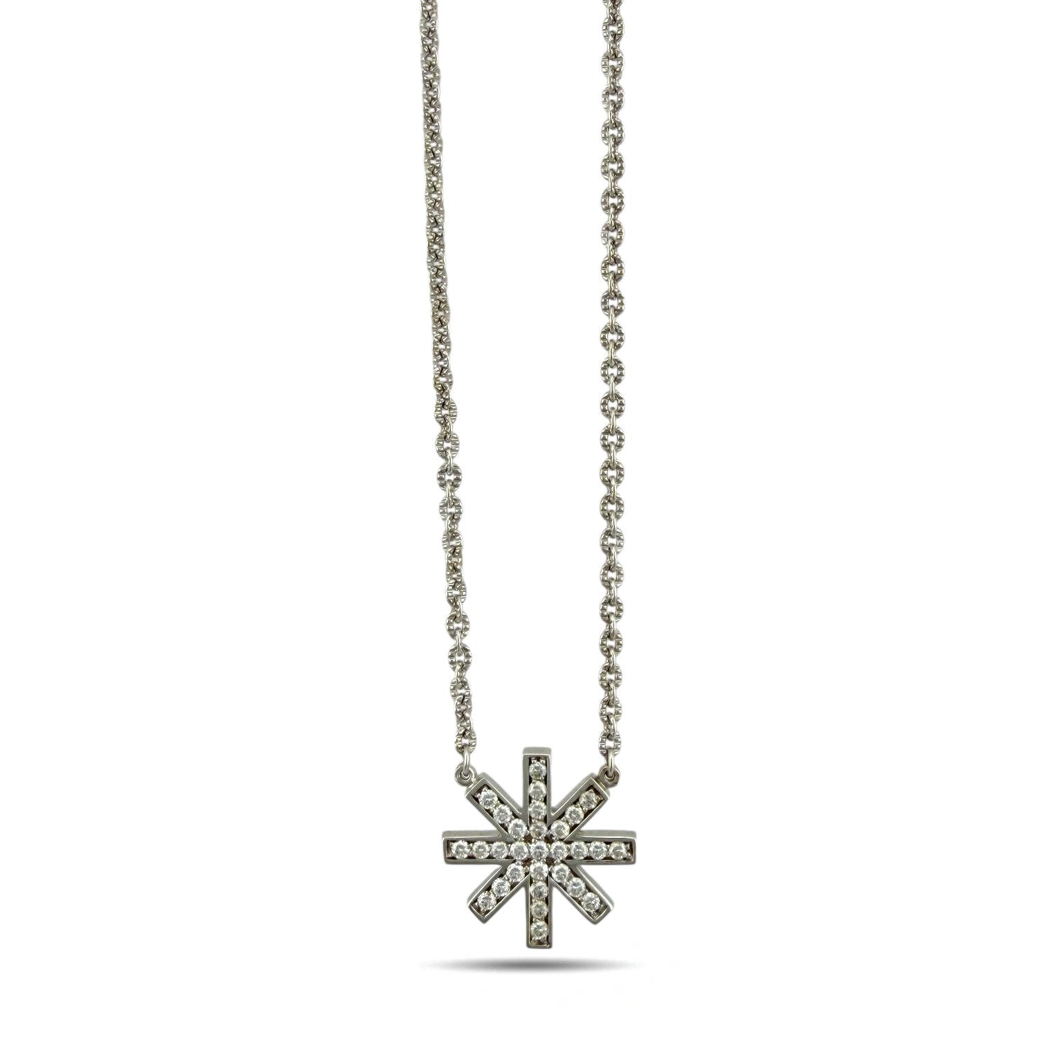 Hami 18K White Gold 1.31ct Diamond Star Necklace and Earring Set