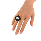 14K Yellow Gold 0.4ct Diamond and Onyx Statement Ring
