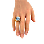 18K Yellow Gold Agate and 0.3ct Diamond Female Figure Ring