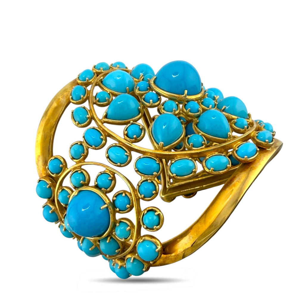 18K Yellow Gold Vintage Turquoise Bracelet