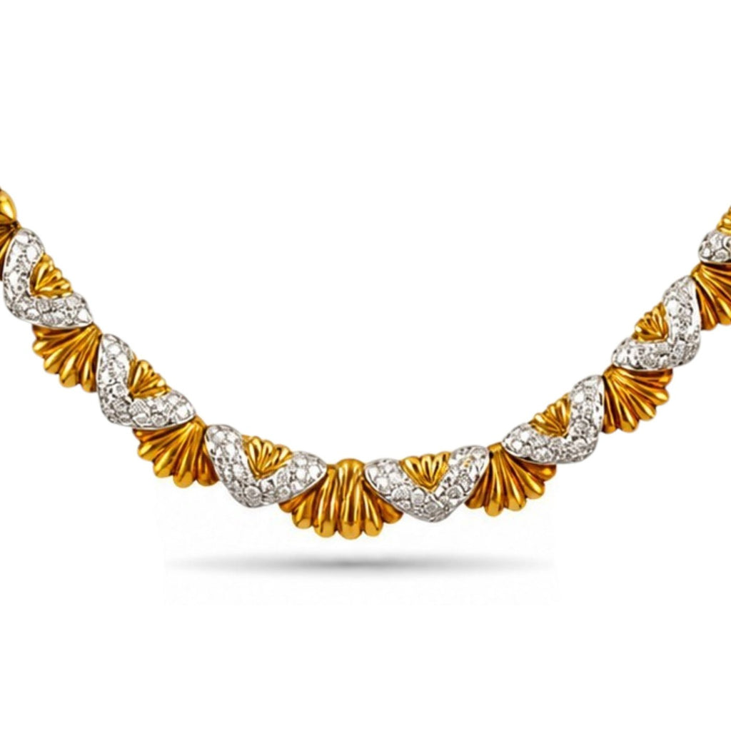 Vintage 18K Yellow Gold 3.05ct Diamond Flexible Choker Necklace