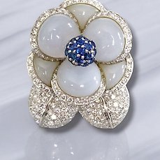 Brooch - 18 kt. White gold, Gorgeous 18K Gold & Diamond women's Jewelry Brooch - 7.00ct. tw. Diamond (Natural)