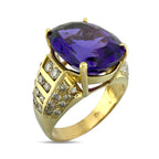 14K Yellow Gold 9.5ct Amethyst and 0.96ct Diamond Ring