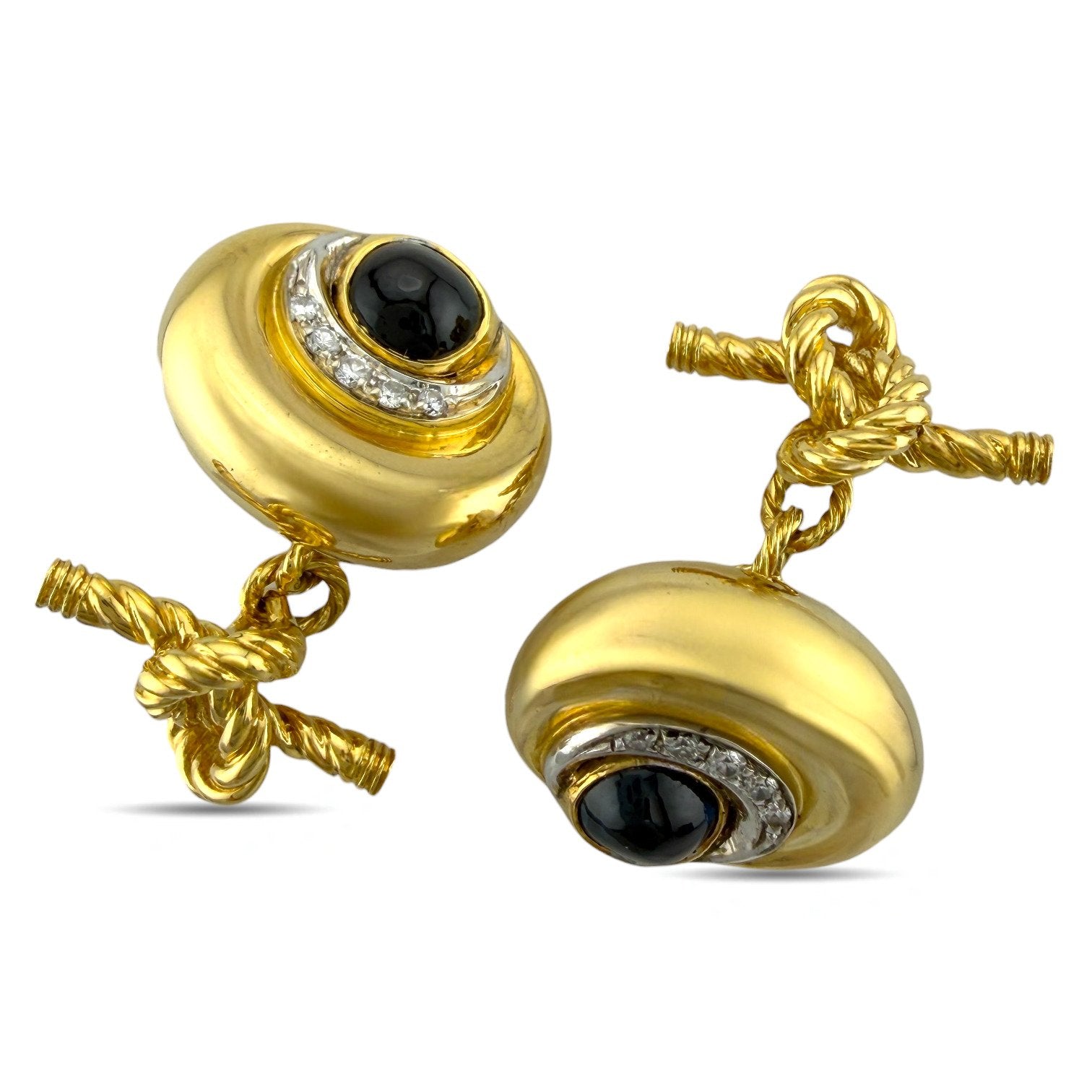 Gucci - Cufflinks - 18 kt. Yellow gold, Exclusive Gucci Vintage 18K Yellow Gold 2.40ct Cabochon Sapphire Cufflinks -  2.40ct. tw. Sapphire