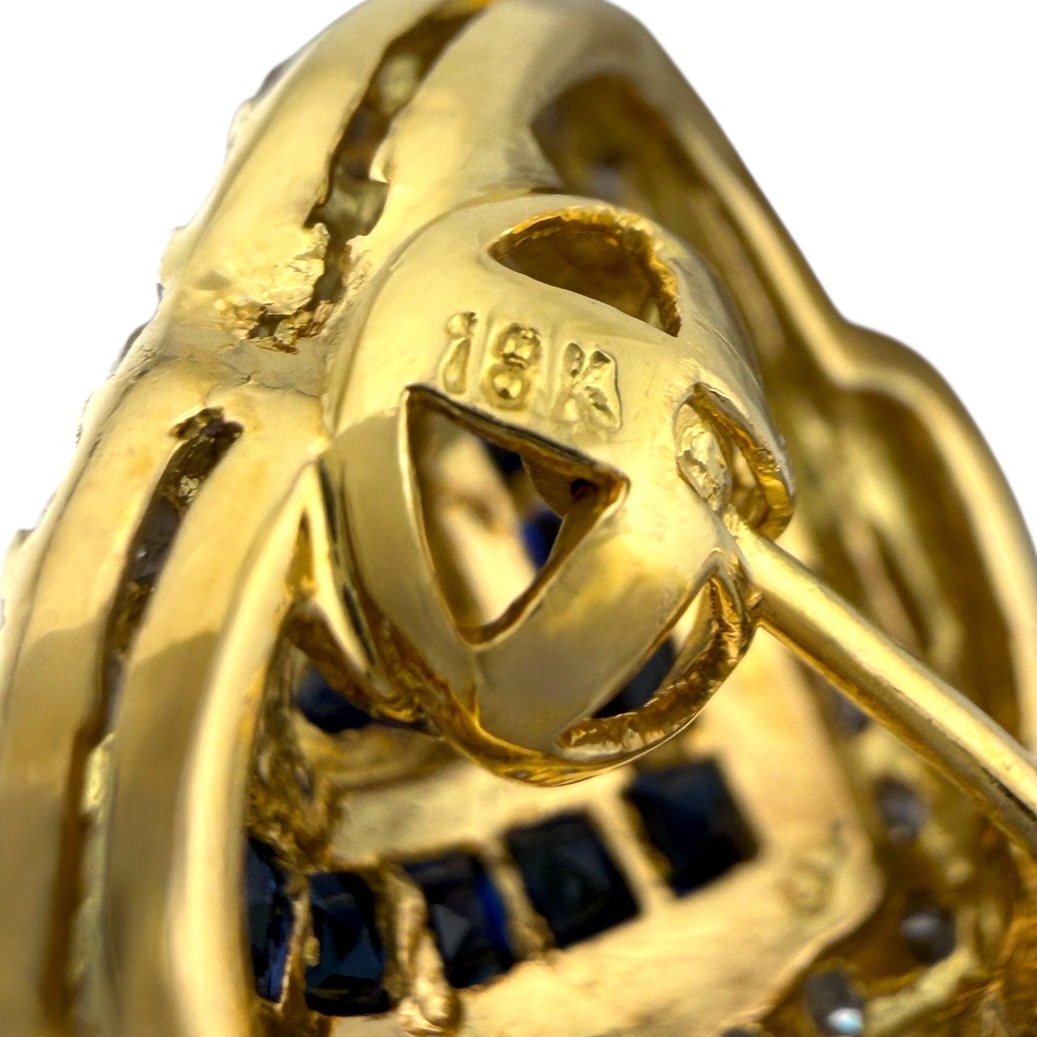 18K Yellow Gold Heart-Shaped Sapphire and 1.08ct Diamond Earrings