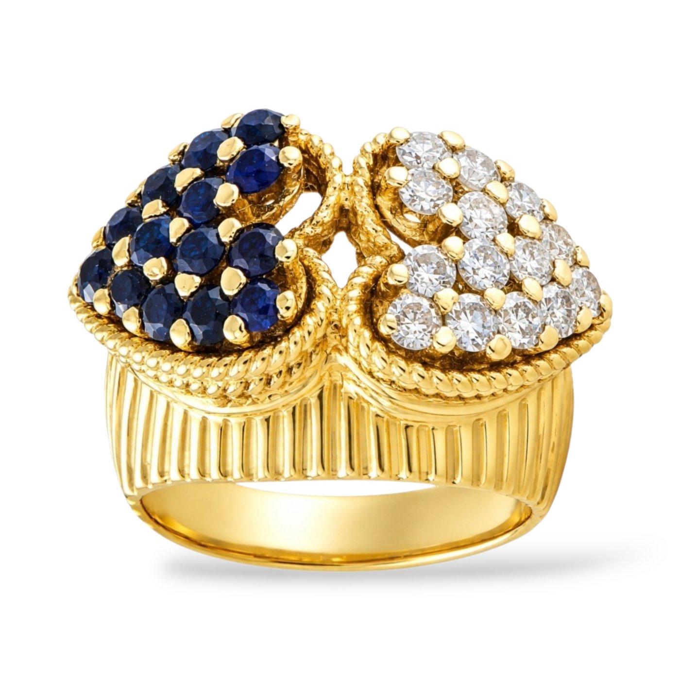 18K Yellow Gold 0.50ct Diamond and Sapphire Ring