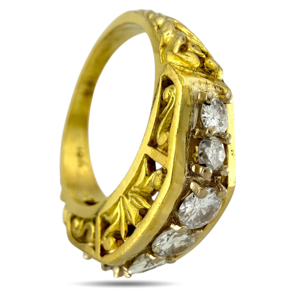 Sculpted 18K Yellow Gold and 0.75ct Diamond Ring