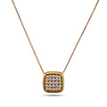 18K rose gold diamond necklace with square pavé pendant