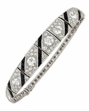 18K White Gold Art Deco 6ct Diamond Bracelet