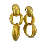 18K Yellow Gold Carved Drop Earrings