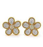 18K Yellow Gold 7.5ct Diamond Sunflower Necklace and Earrings Set