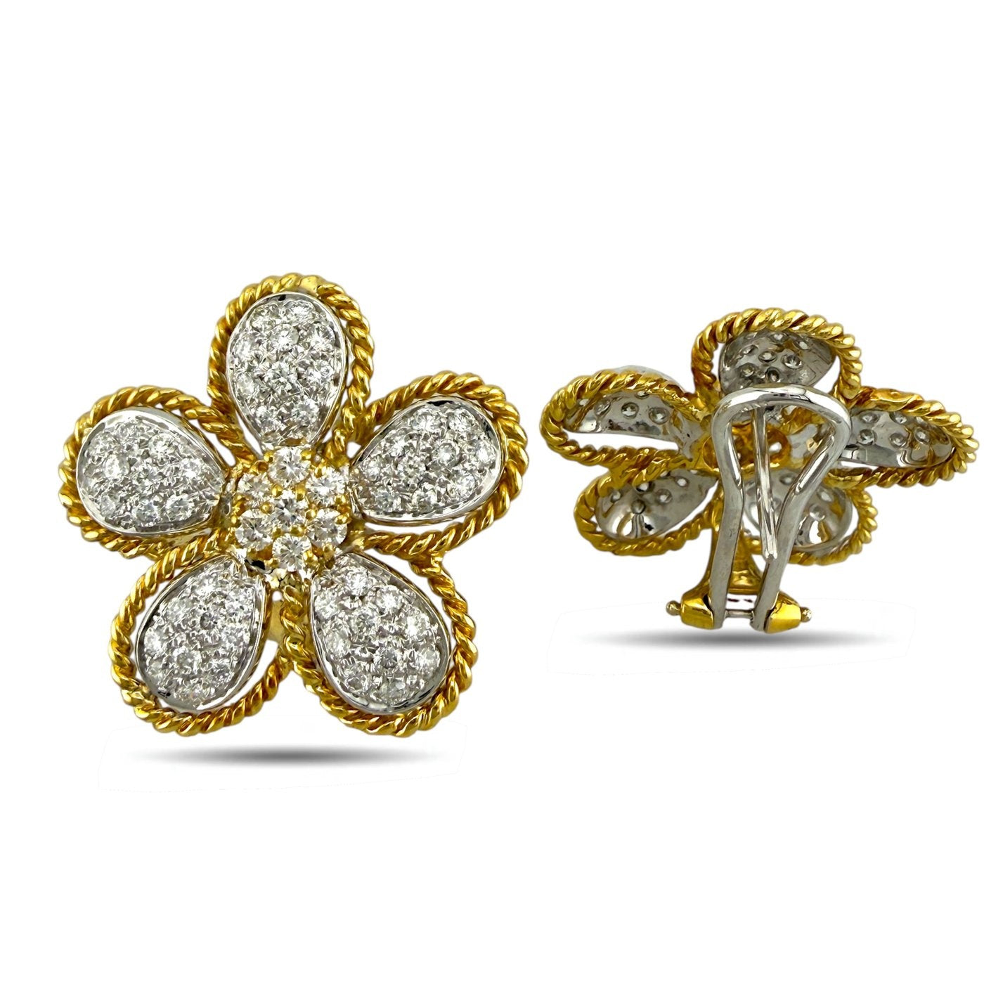 18K Yellow Gold 7.5ct Diamond Sunflower Necklace and Earrings Set