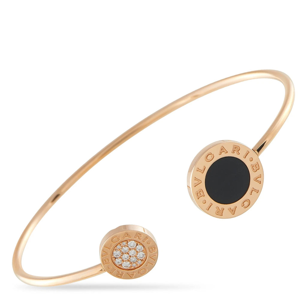 Bvlgari 18K Rose Gold Diamond and Onyx Bracelet