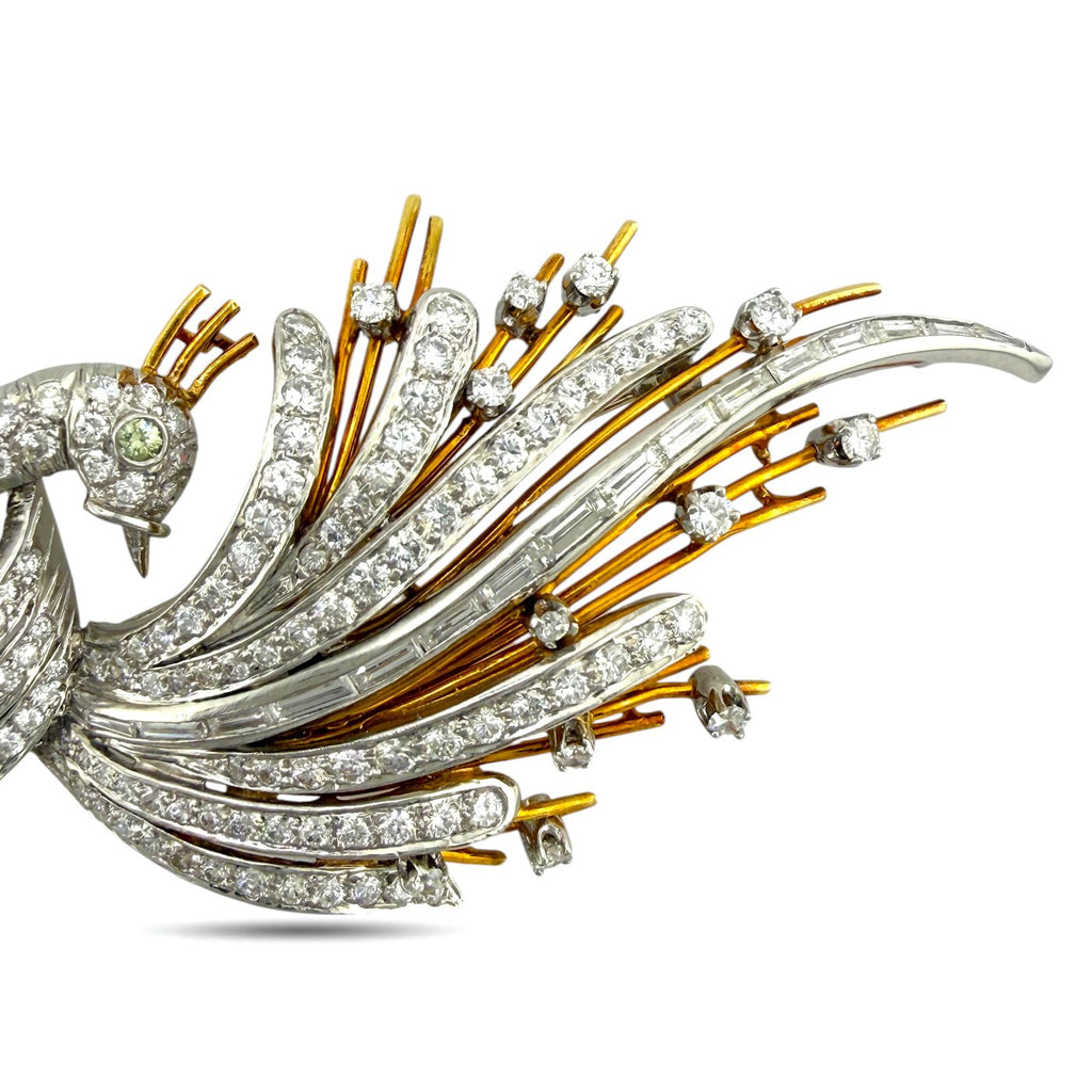 18K Yellow Gold 7.50ct Diamond Swan Brooch
