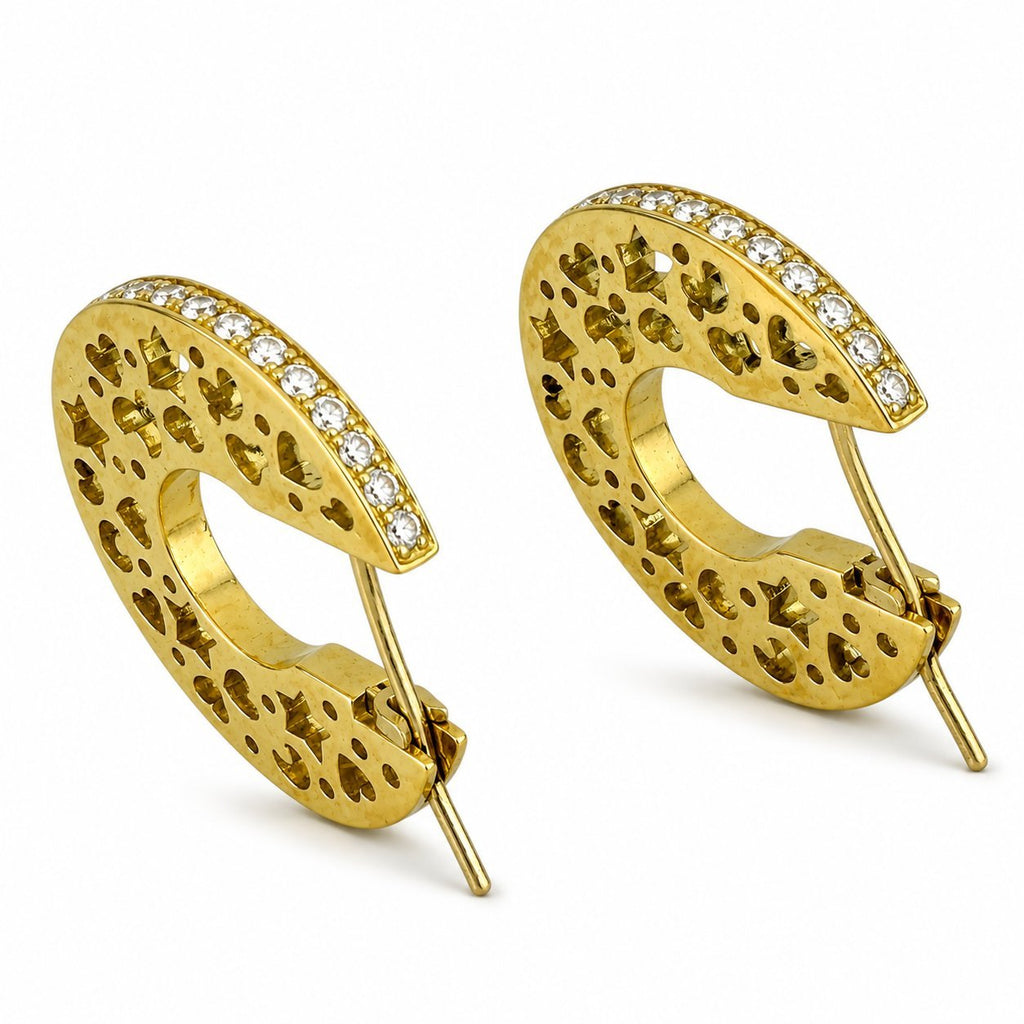 18K Yellow Gold 0.40ct Diamond Moon Design Earrings
