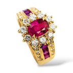 18K Yellow Gold 1.08ct Diamond and 1.76ct Ruby Ring
