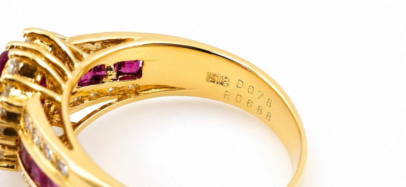 18K Yellow Gold 1.08ct Diamond and 1.76ct Ruby Ring