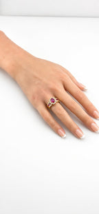 18K Yellow Gold 1.08ct Diamond and 1.76ct Ruby Ring