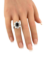GIA Certified 14K White Gold 3ct Sapphire and 4.7ct Diamond Ring