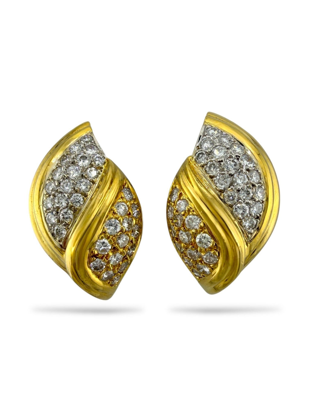 18K Yellow Gold Italian 0.96ct Diamond Earrings