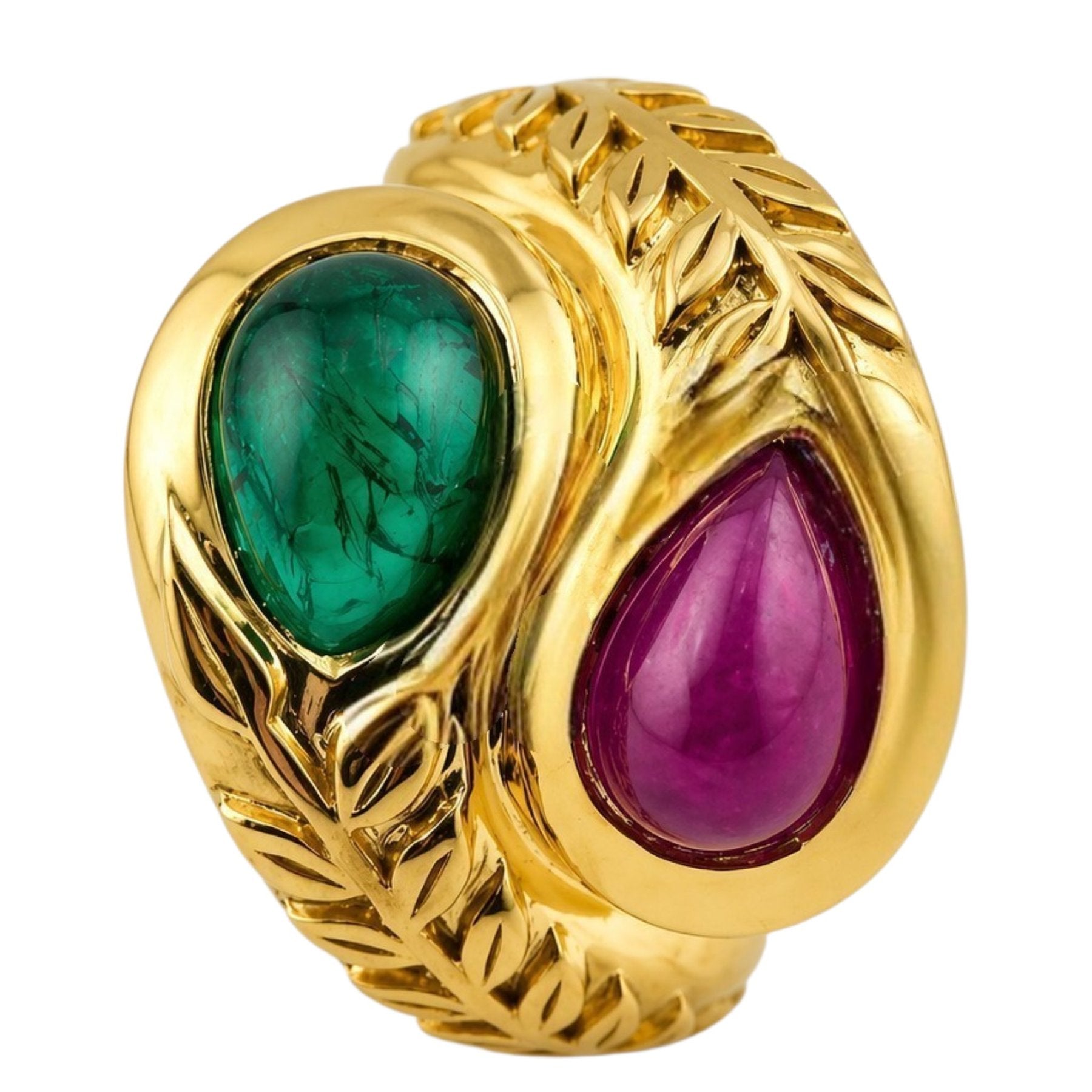 Valentin Magro 18K Gold Ring with 4.5ct Ruby and 4.0ct Emerald