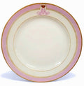 Porcelain plate with white center, gold edge, and lavender rim band