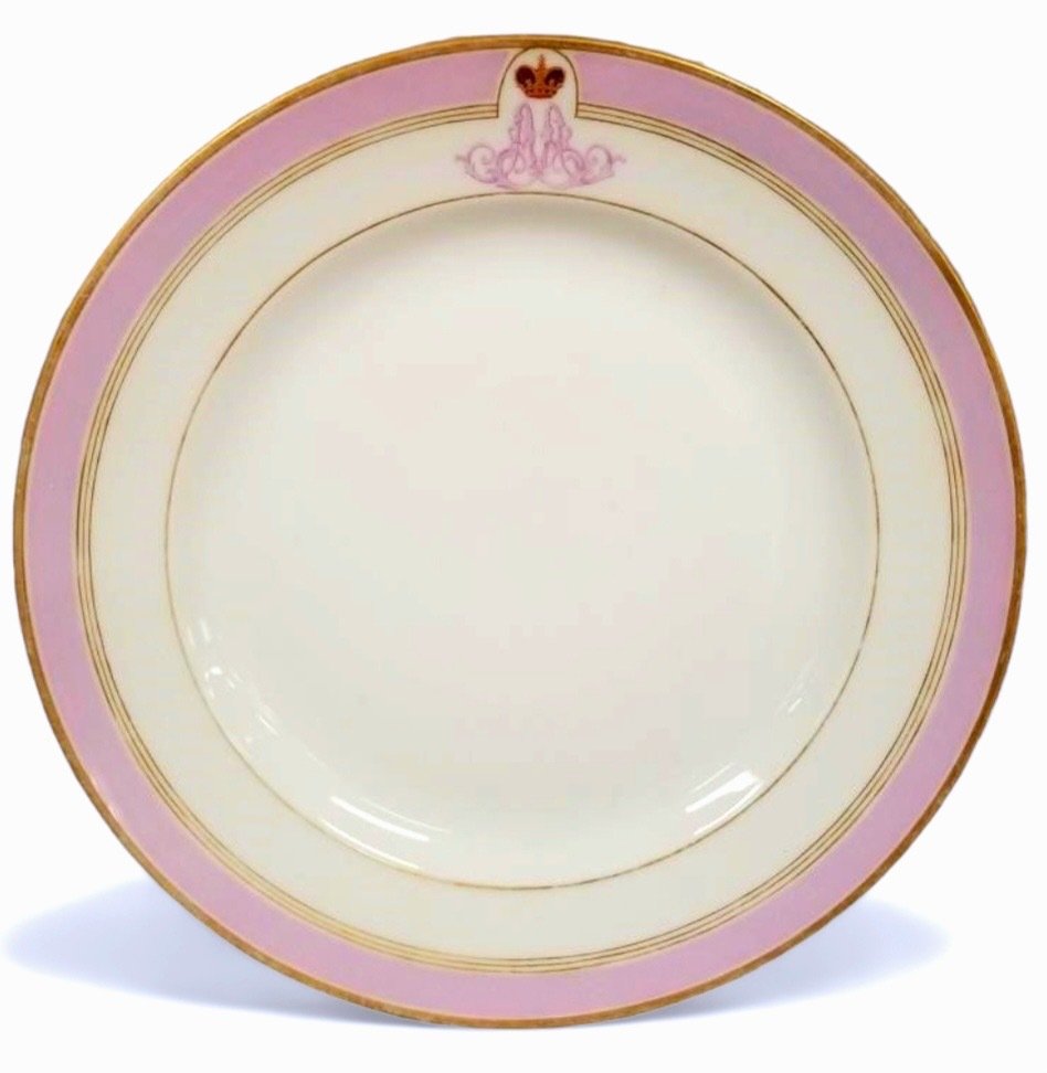 Imperial Russian Porcelain Plate from Service for Grand Duke Alexander Alexandrovich