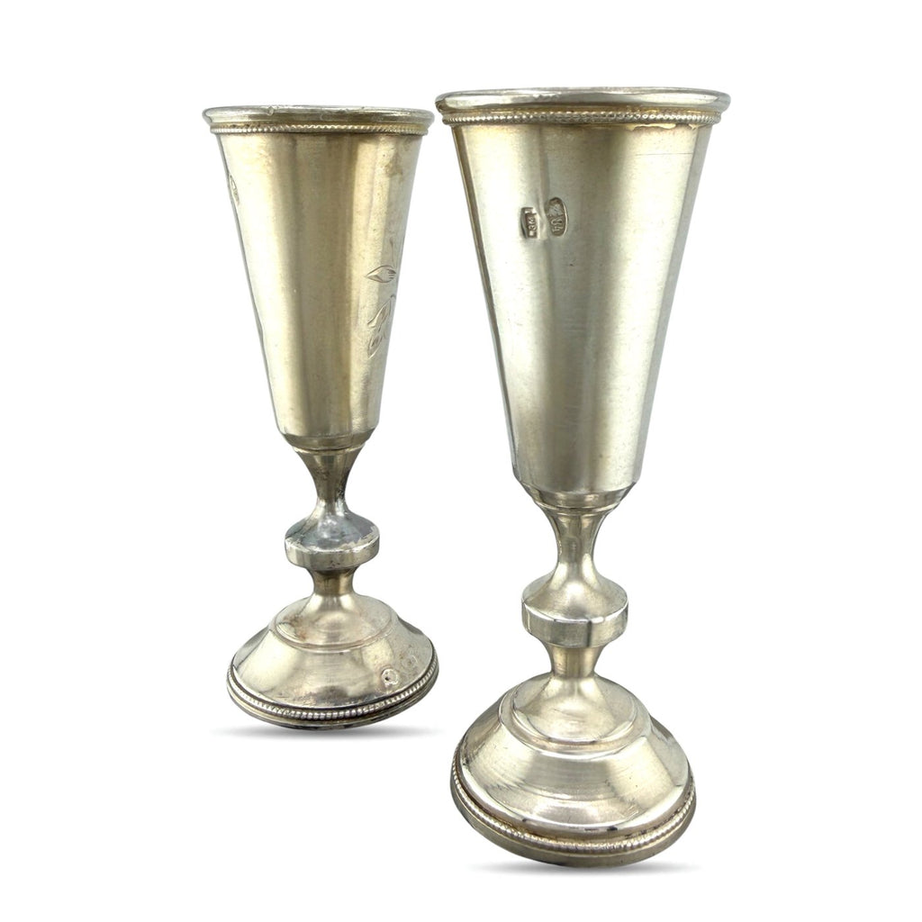 Imperial Russian 84 Zolotnik Silver Pair of Antique Cups