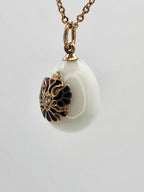 K. Faberge Russian Antique Gold Diamond & Blue Enamel Egg Pendant 1890s