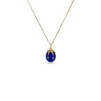 Imperial Russian 14K Yellow Gold and Blue Enamel 0.9ct Diamond Egg Pendant