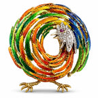 18K Yellow Gold Enamel Ruby and 0.11ct Diamond Rooster Brooch