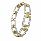 Diamond link bracelet in platinum and yellow gold