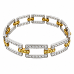 Diamond and yellow sapphire link bracelet in yellow gold and platinum