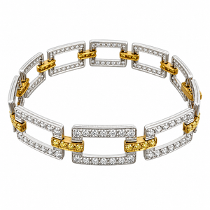 18K Yellow Gold and Platinum 5.54ct Diamond and 1.08ct Yellow Sapphire Link Bracelet