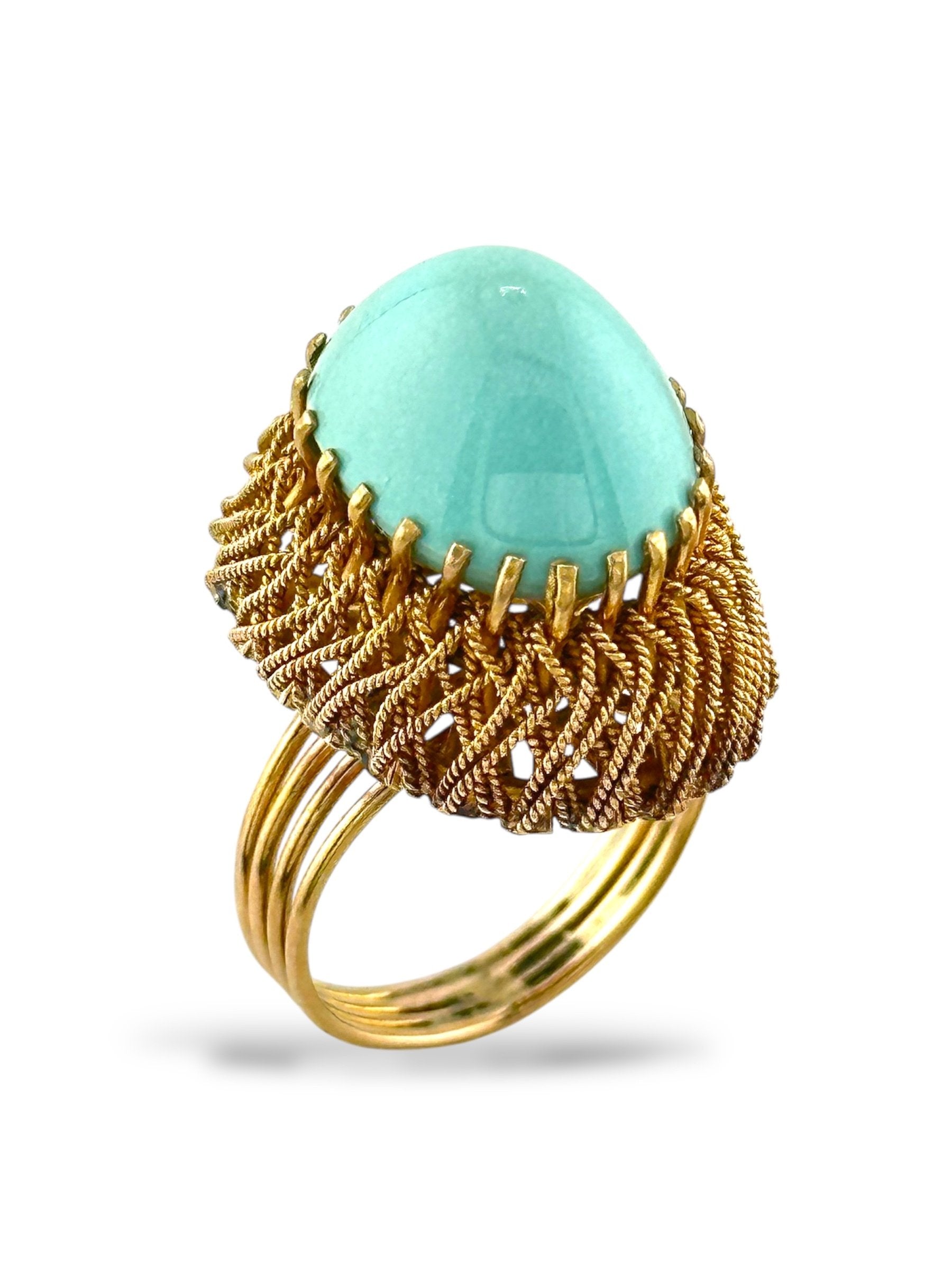 18K Yellow Gold Ring with Turquoise Stone