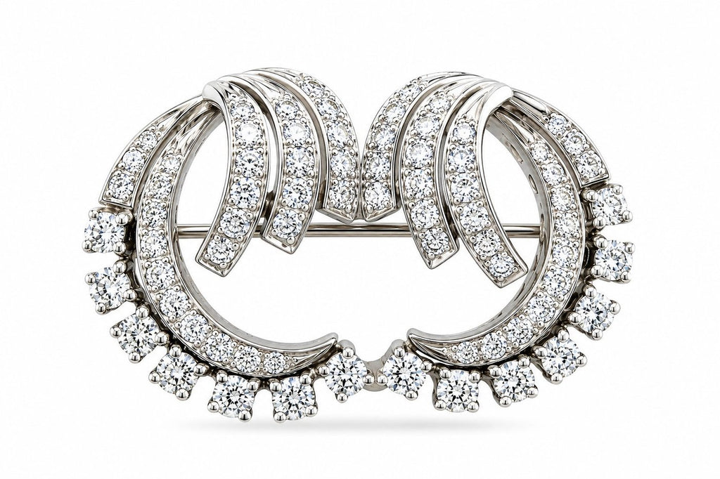 14K White Gold 1.43ct Diamond Brooch