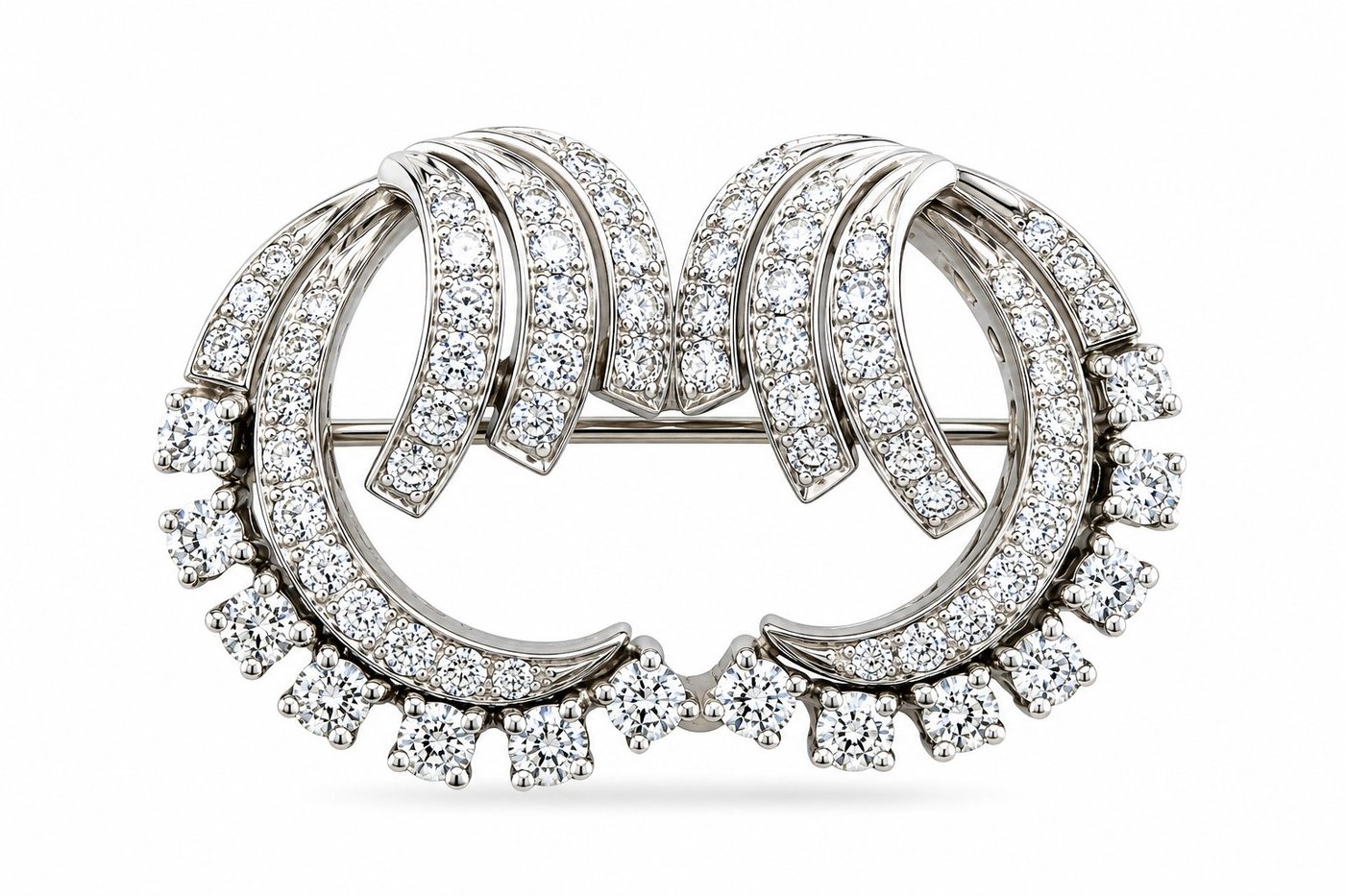 14K White Gold 1.43ct Diamond Brooch